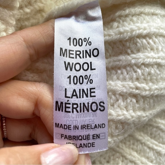 Aran Mor Ireland 100% Merino Wool Cable Knit Mock Neck Pullover Sweater - S - Picture 6 of 9